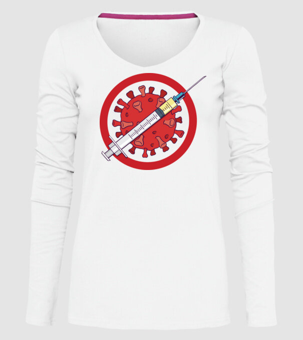 Vaccin virus (?) model alb pe tricou