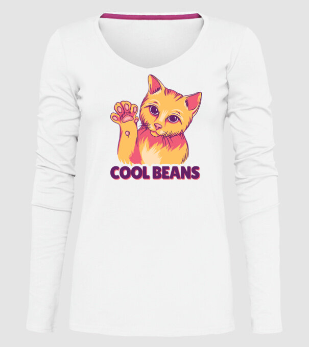 Cool Beans - talpă pisică model alb pe tricou