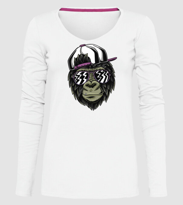 Cool Monkey model alb pe tricou