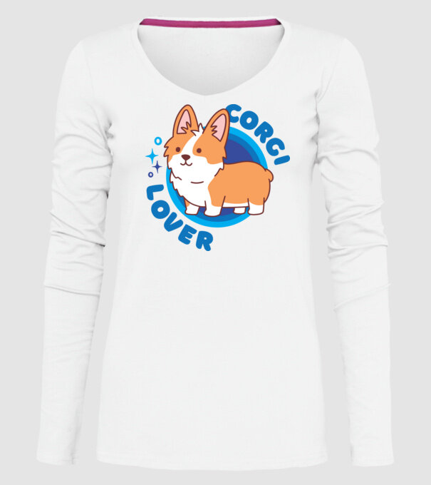 Corgi Lover model alb pe tricou