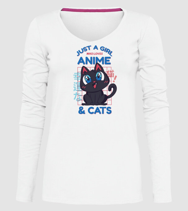 Doar o fată căreia îi place Anime și Pisicile model alb pe tricou