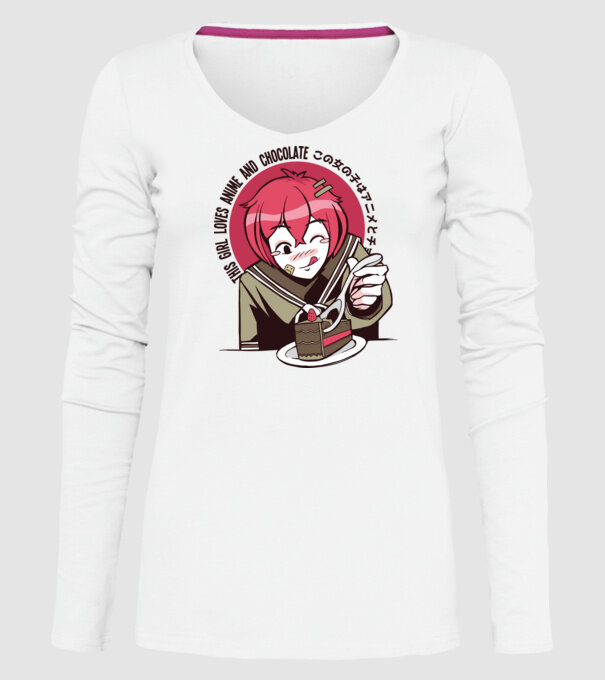 Doar o fată căreia îi place Anime și ciocolata model alb pe tricou