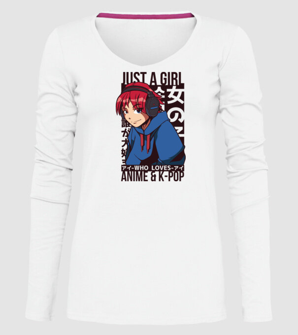 Doar o fată căreia îi place Anime și K-Pop model alb pe tricou