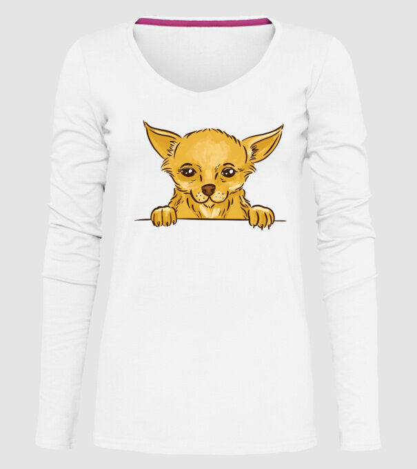 Cap de Chihuahua model alb pe tricou