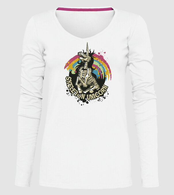 Schelet unicorn model alb pe tricou