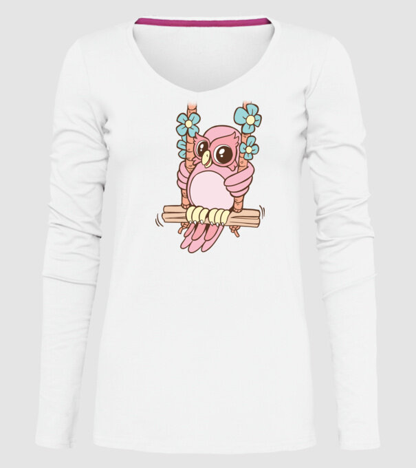 Bufniță drăguță pe un leagăn model alb pe tricou