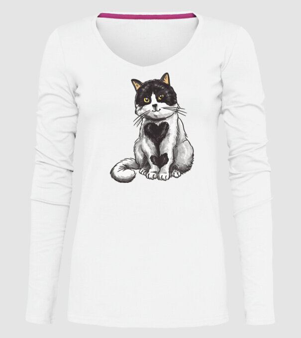 Pisicuță drăguță model alb pe tricou