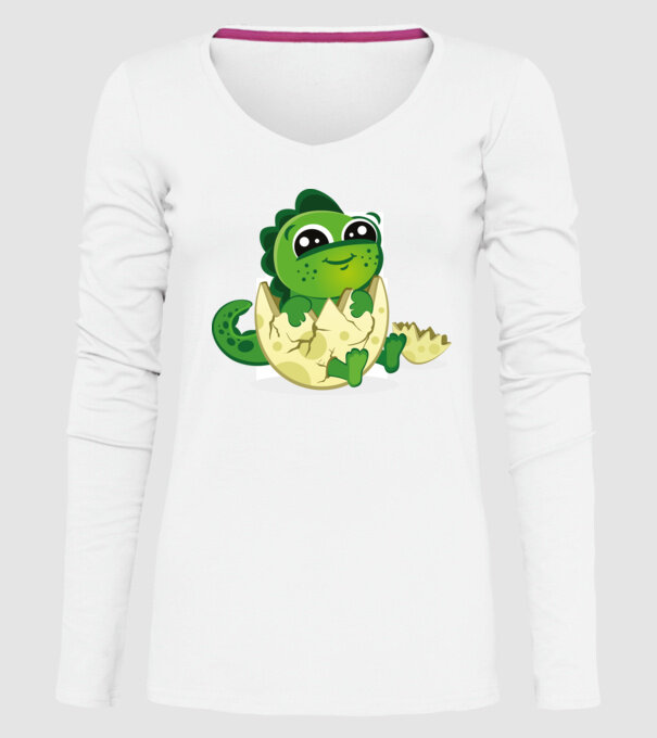 dinozaur drăguț în ou model alb pe tricou