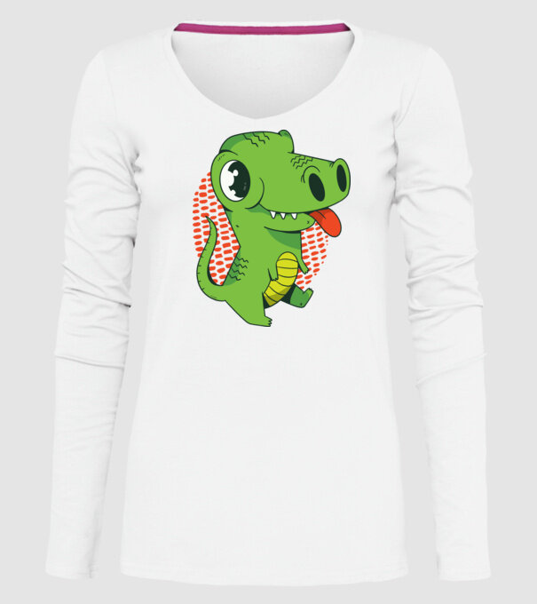 Dinozaur drăguț model alb pe tricou