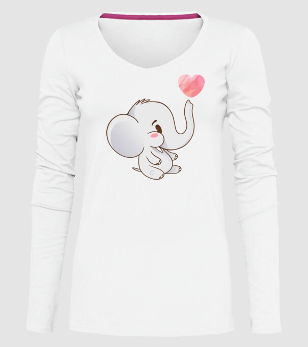 Elefant drăguț model alb pe tricou