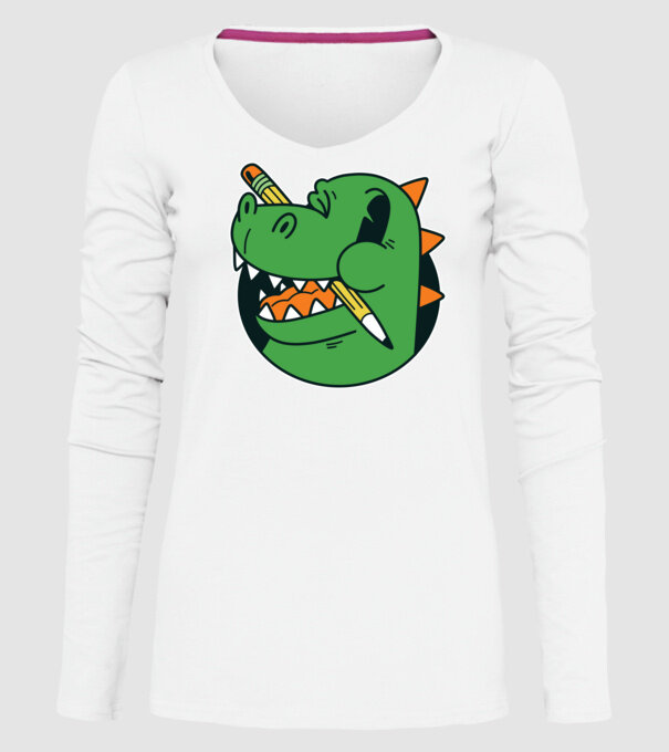 Elev Dinozaur drăguț model alb pe tricou