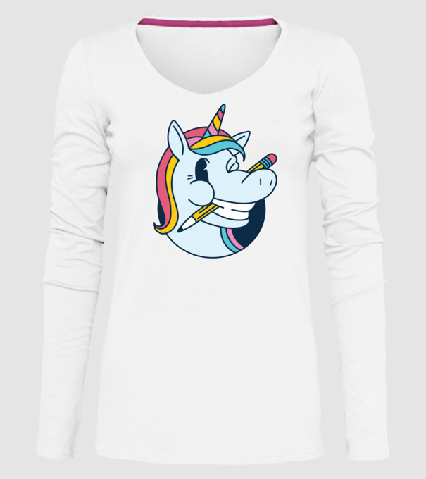 Elev Unicorn drăguț model alb pe tricou