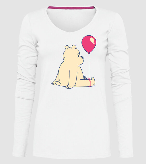 Teddy Drăguț cu Balon model alb pe tricou