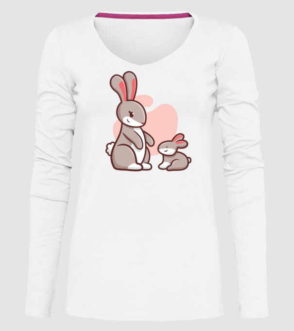 Iepurași drăguți model alb pe tricou