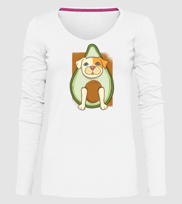 Pitbull Drăguț Avocado model alb pe tricou