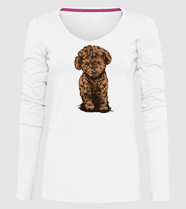 Pudel Drăguț model alb pe tricou