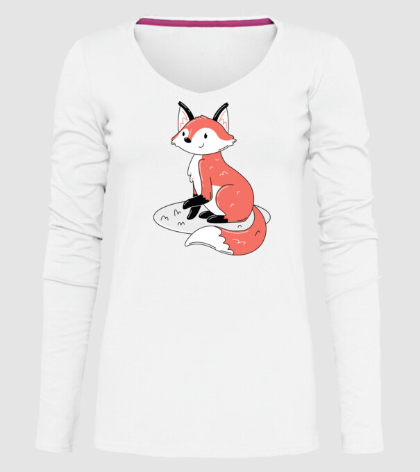 Vulpe drăguță model alb pe tricou