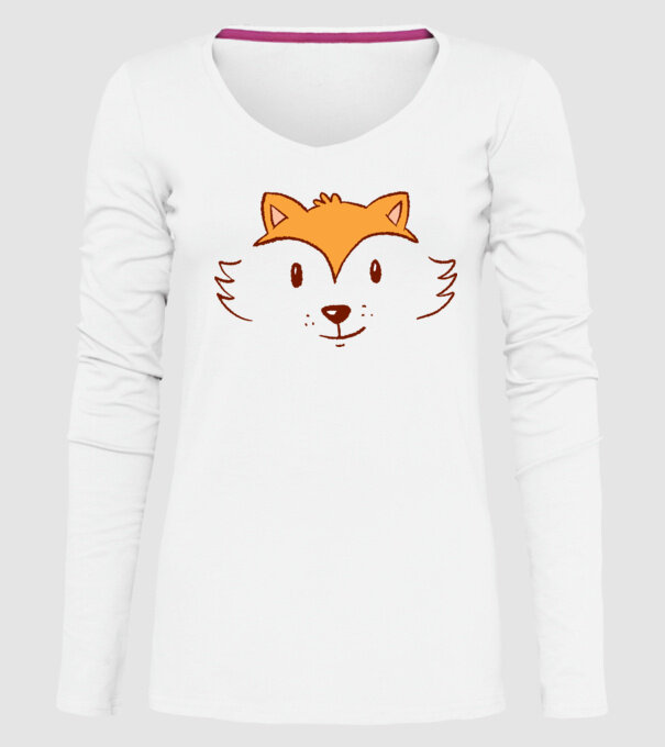 Cap de vulpe drăguț model alb pe tricou