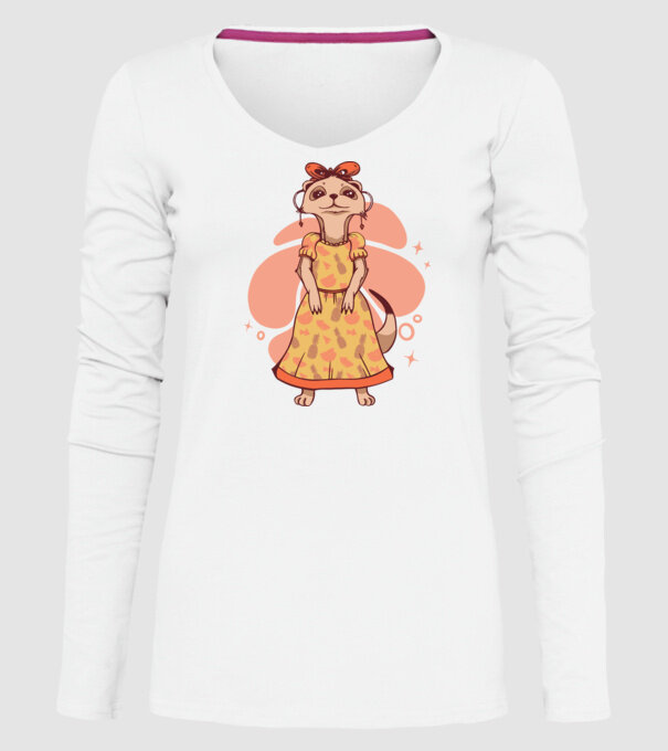 Suricată drăguță model alb pe tricou