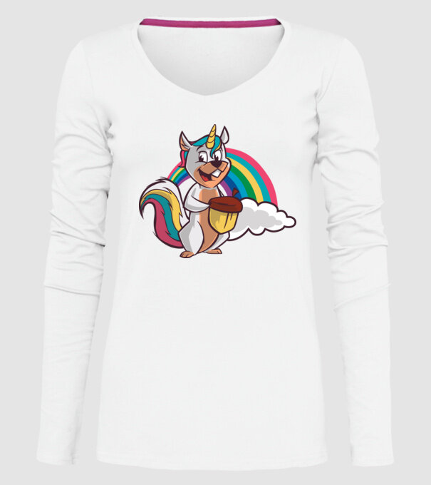 Unicorn drăguț Veveriță model alb pe tricou