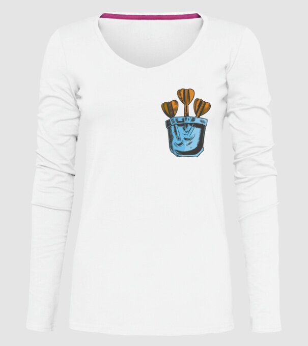 Darts buzunar model alb pe tricou