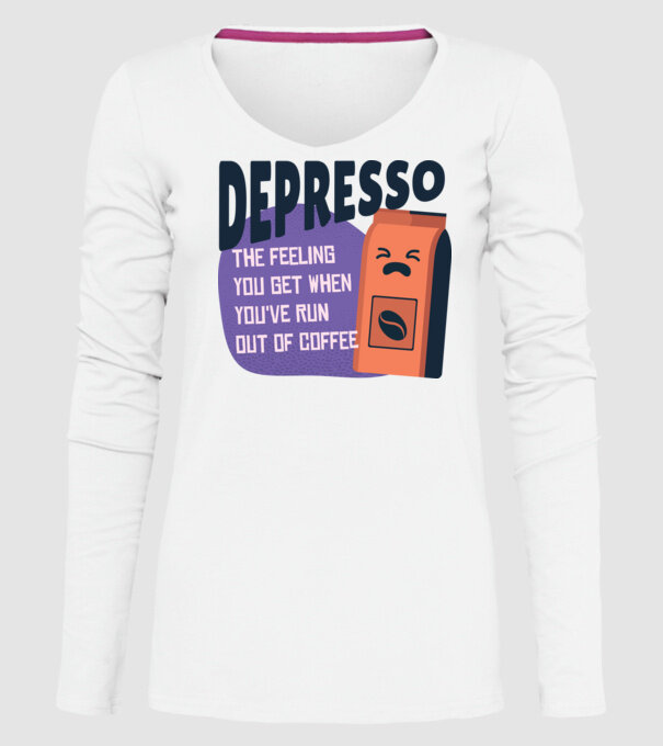 Depresso - Sentimentul când rămâi fără cafea model alb pe tricou