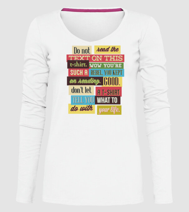 Do not read the text on this t shirt model alb pe tricou