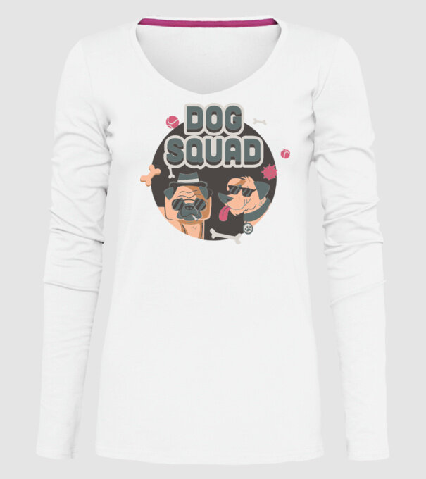 Dog squad model alb pe tricou