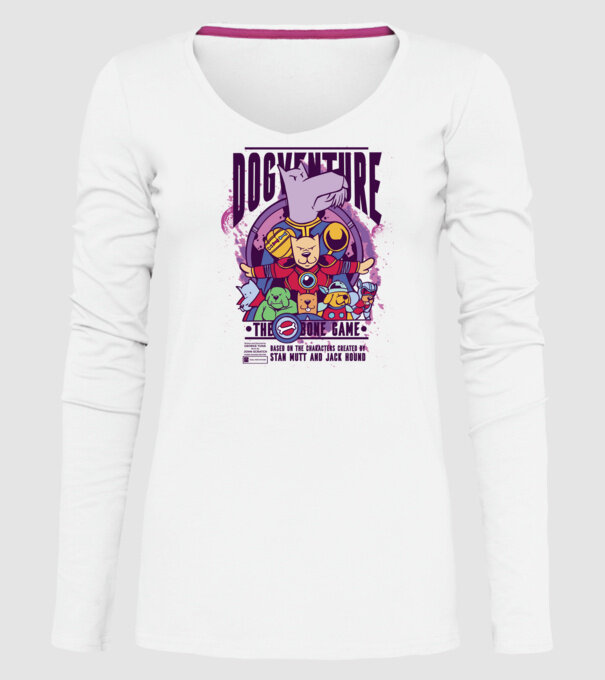 Dogventure The Bone Game model alb pe tricou