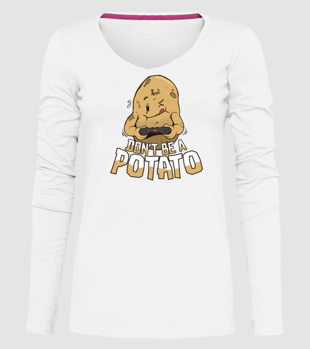 'Don''t be a Potato Gamer' model alb pe tricou