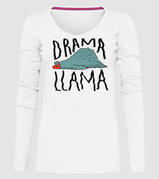 Dramă Lama model alb pe tricou