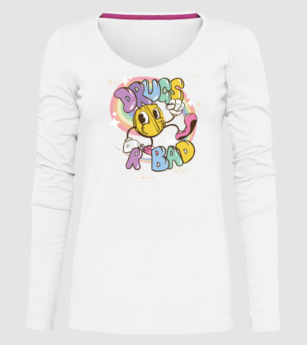 Drugs are Bad - Drogurile sunt rele pentru prevenire model alb pe tricou