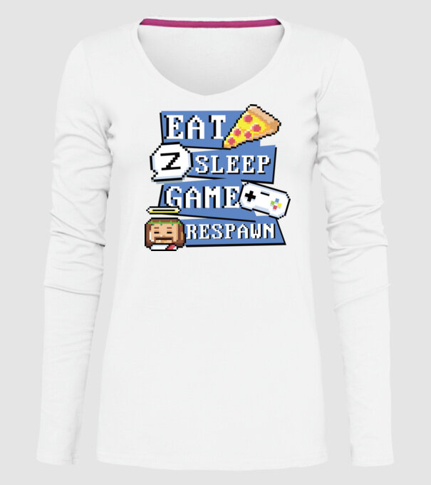 Eat, Sleep, Game respawn model alb pe tricou
