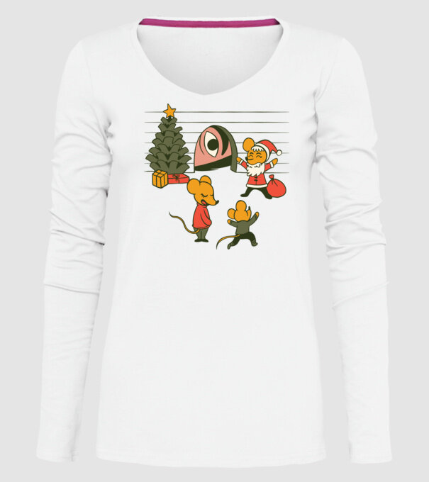Crăciun Șoarece model alb pe tricou