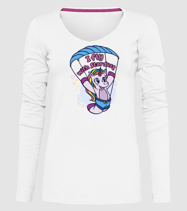 Unicorn parașutist model alb pe tricou