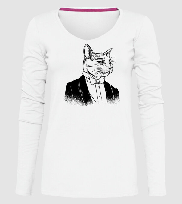 Pisică Elegantă model alb pe tricou