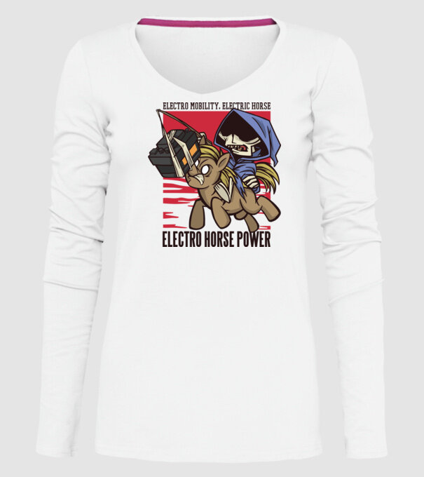Cai putere electric model alb pe tricou