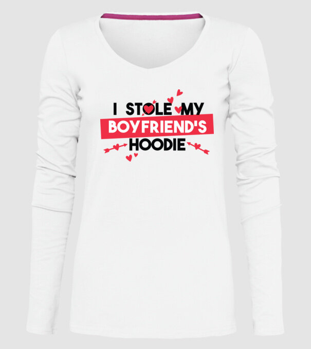 'Am furat puloverul prietenului meu pulover amuzant pentru Valentine''s Day' model alb pe tricou