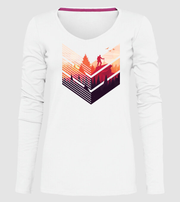 drumeții în pădure stil modern model alb pe tricou