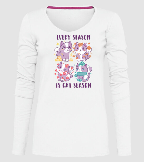 Every Season is Cat Season model alb pe tricou