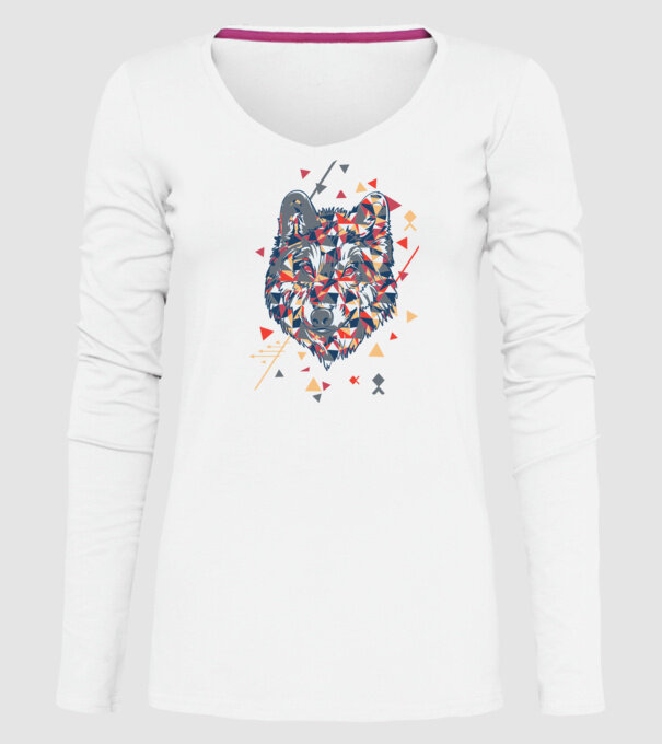 Lup - abstract model alb pe tricou