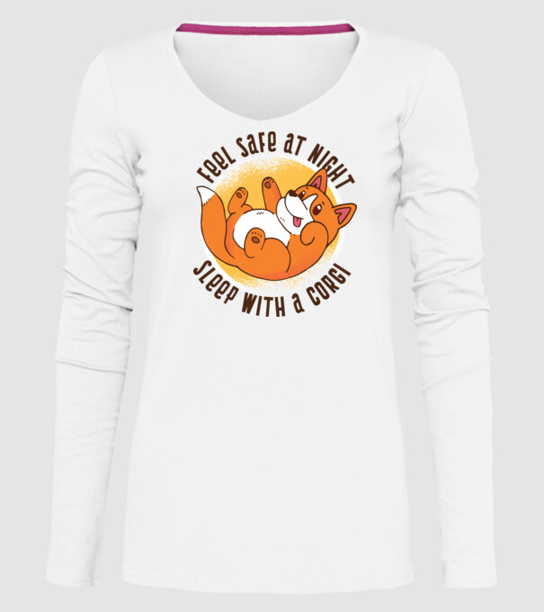 Feel safe at night, Sleep with a Corgi model alb pe tricou