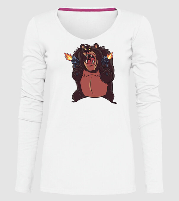Urs înarmat model alb pe tricou