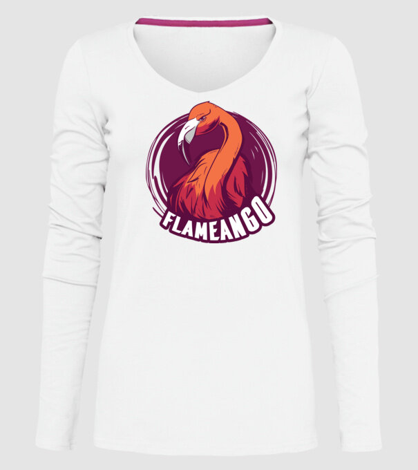 Flamingo model alb pe tricou