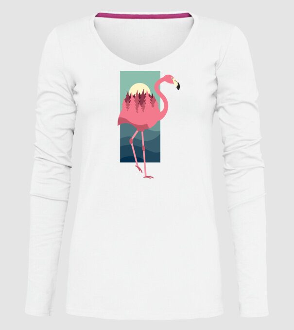Flamingo Design model alb pe tricou