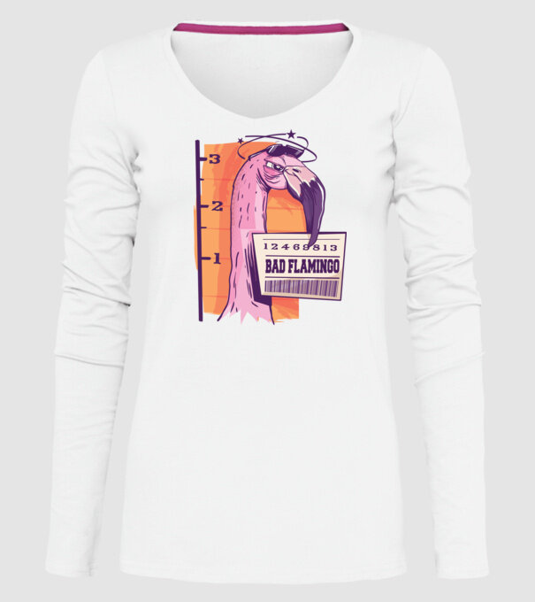 Flamingo arestat amuzant model alb pe tricou