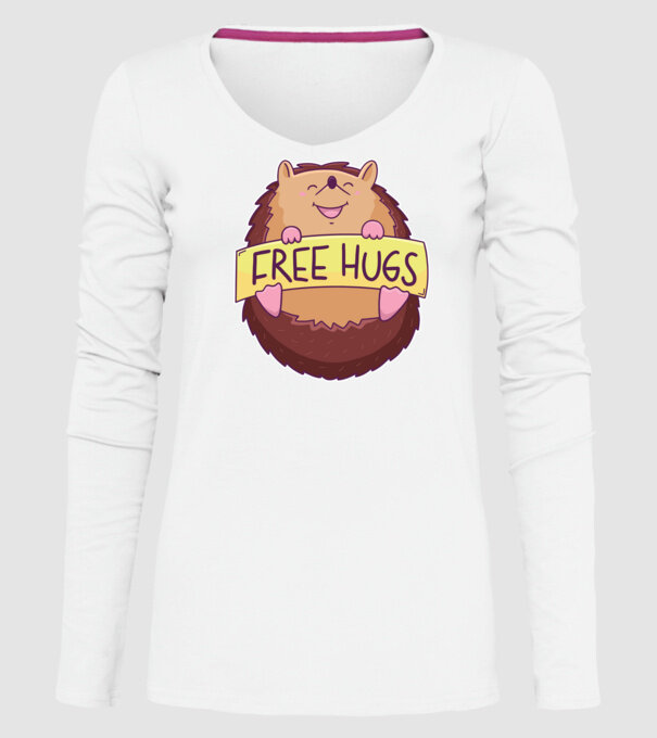 Free Hugs Arici model alb pe tricou