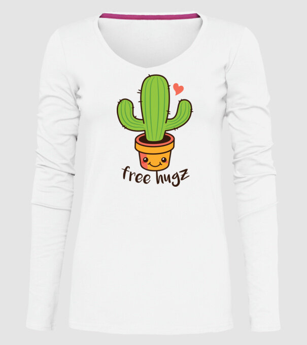 Free Hugz tricou amuzant Cactus model alb pe tricou