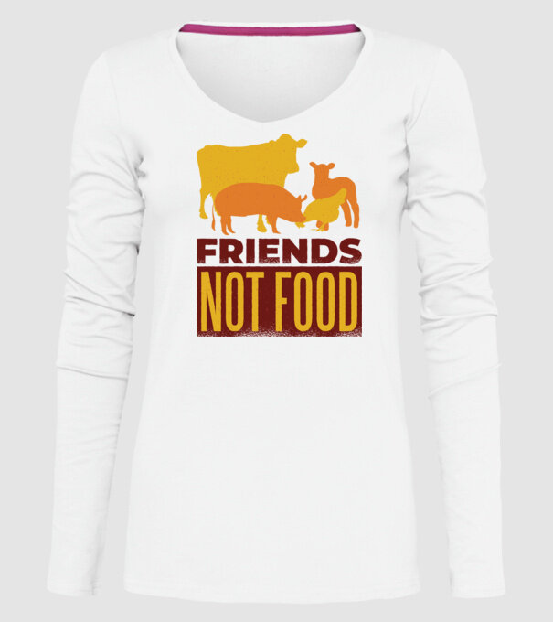 Friends not Food Vegán model alb pe tricou