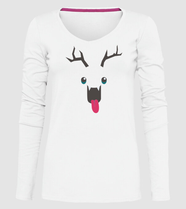 Funny Deer model alb pe tricou